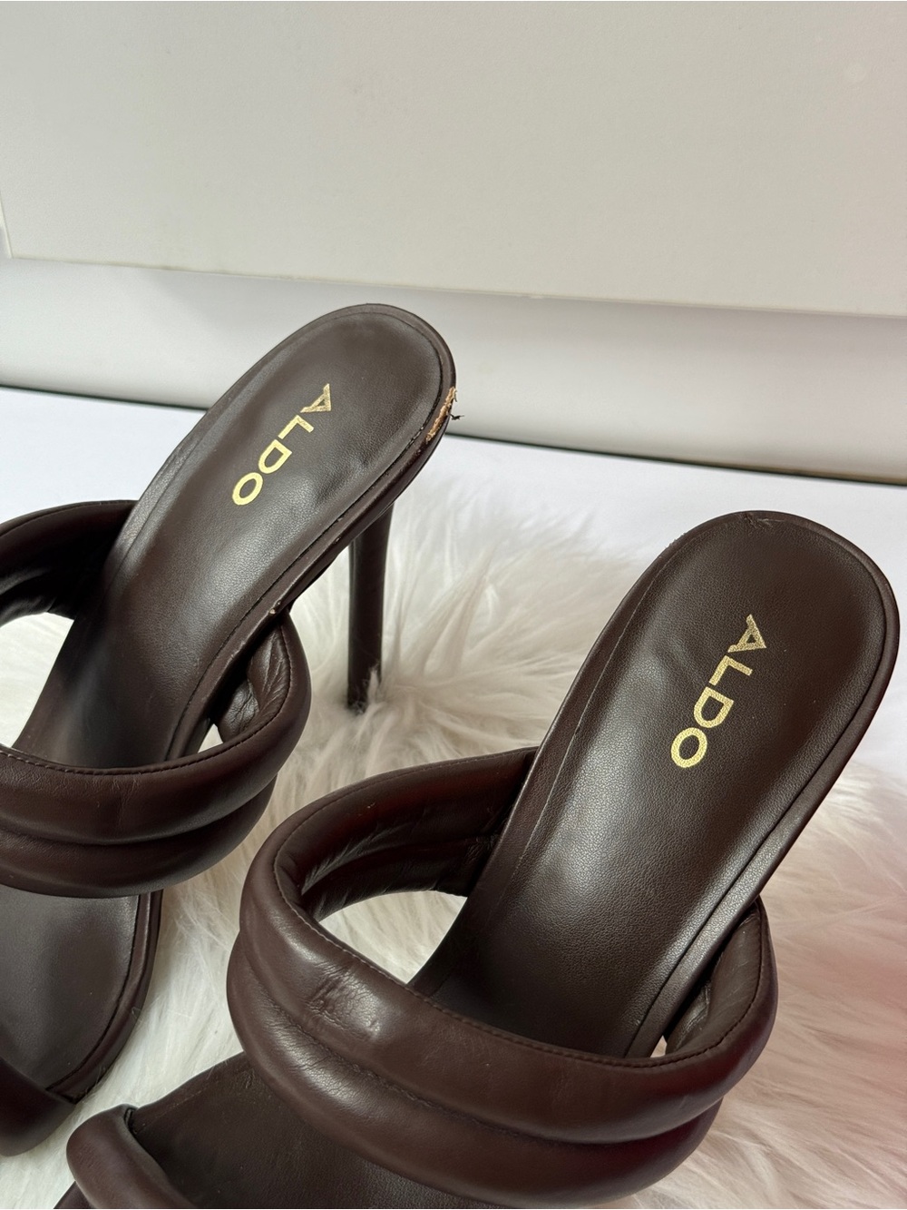 ALDO Women's Brown Padded-Strap Heels Sandals Size 7.5-8 Used Great Condition - Picture 4 of 8